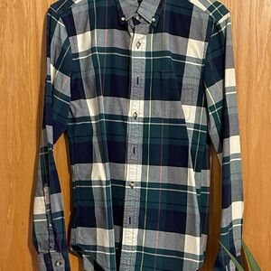 Men’s J. Crew Plaid Button-Down Oxford Shirt - Navy and White